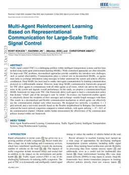 Multi-Agent Reinforcement Learning Based on Representational
  Communication for Large-Scale Traffic Signal Control
