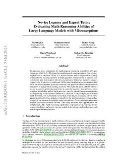 Novice Learner and Expert Tutor: Evaluating Math Reasoning Abilities of
  Large Language Models with Misconceptions