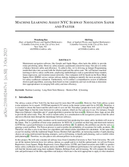 Machine learning assist nyc subway navigation safer and faster