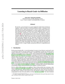 Learning to Reach Goals via Diffusion