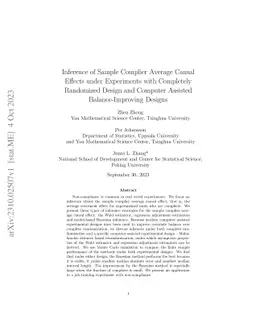 Inference of Sample Complier Average Causal Effects under Experiments
  with Completely Randomized Design and Computer Assisted Balance-Improving
  Designs