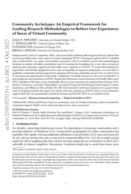 Community Archetypes: An Empirical Framework for Guiding Research
  Methodologies to Reflect User Experiences of Sense of Virtual Community