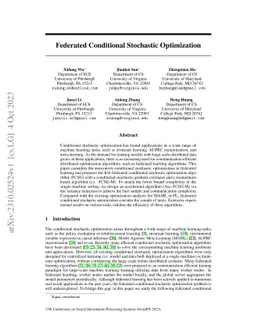 Federated Conditional Stochastic Optimization