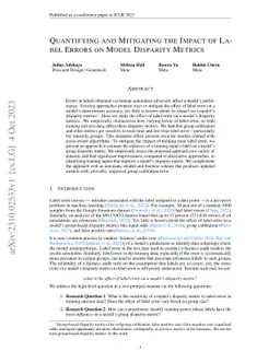 Quantifying and mitigating the impact of label errors on model disparity
  metrics