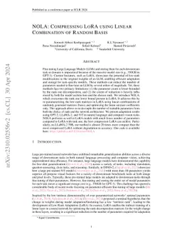 NOLA: Compressing LoRA using Linear Combination of Random Basis