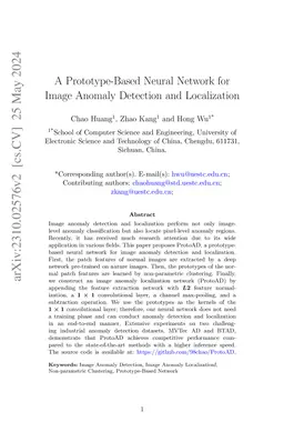 A Prototype-Based Neural Network for Image Anomaly Detection and
  Localization