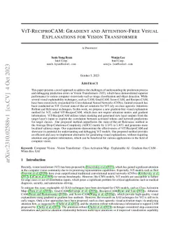 ViT-ReciproCAM: Gradient and Attention-Free Visual Explanations for
  Vision Transformer