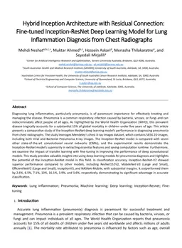 Hybrid Inception Architecture with Residual Connection: Fine-tuned
  Inception-ResNet Deep Learning Model for Lung Inflammation Diagnosis from
  Chest Radiographs
