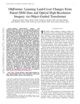 ObjFormer: Learning Land-Cover Changes From Paired OSM Data and Optical
  High-Resolution Imagery via Object-Guided Transformer