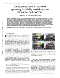 Condition numbers in multiview geometry, instability in relative pose estimation, and RANSAC