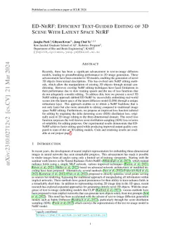 ED-NeRF: Efficient Text-Guided Editing of 3D Scene with Latent Space
  NeRF