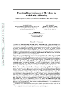 Functional trustworthiness of AI systems by statistically valid testing