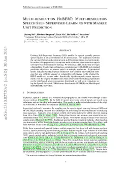 Multi-resolution HuBERT: Multi-resolution Speech Self-Supervised
  Learning with Masked Unit Prediction