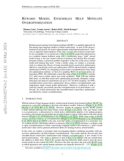 Reward Model Ensembles Help Mitigate Overoptimization