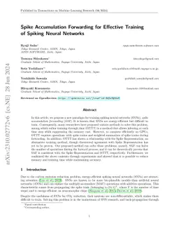 Spike Accumulation Forwarding for Effective Training of Spiking Neural
  Networks