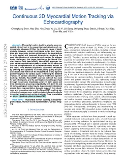 Continuous 3D Myocardial Motion Tracking via Echocardiography