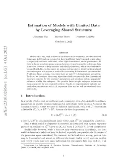 Estimation of Models with Limited Data by Leveraging Shared Structure