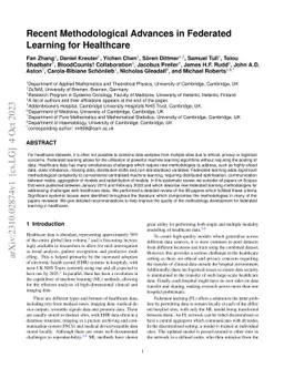 Recent Methodological Advances in Federated Learning for Healthcare