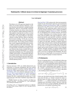 Stationarity without mean reversion in improper Gaussian processes