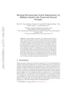 Boosting Dermatoscopic Lesion Segmentation via Diffusion Models with
  Visual and Textual Prompts