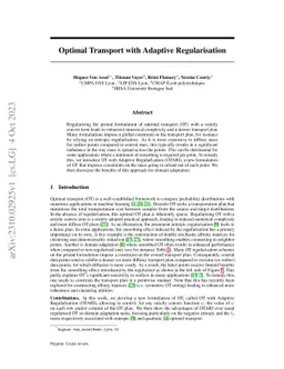 Optimal Transport with Adaptive Regularisation