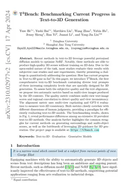 T$^3$Bench: Benchmarking Current Progress in Text-to-3D Generation