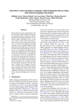 UniverSLU: Universal Spoken Language Understanding for Diverse Tasks
  with Natural Language Instructions