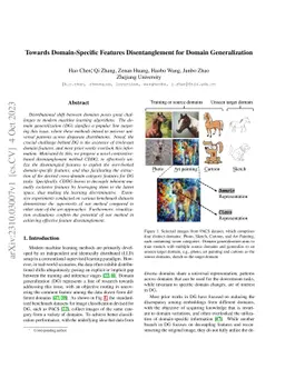 Towards Domain-Specific Features Disentanglement for Domain
  Generalization