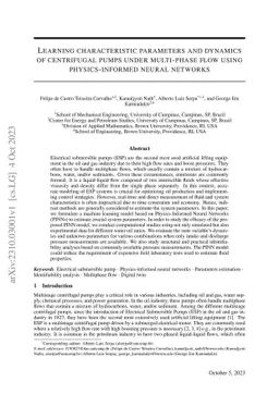 Learning characteristic parameters and dynamics of centrifugal pumps
  under multi-phase flow using physics-informed neural networks