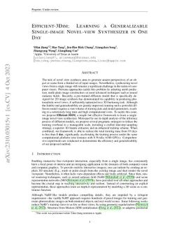 Efficient-3DiM: Learning a Generalizable Single-image Novel-view
  Synthesizer in One Day