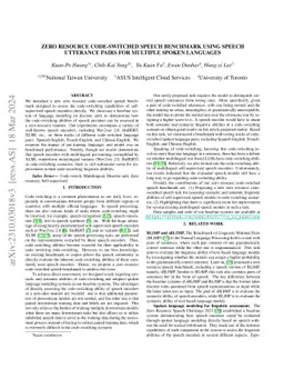 Zero Resource Code-switched Speech Benchmark Using Speech Utterance
  Pairs For Multiple Spoken Languages