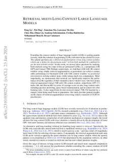 Retrieval meets Long Context Large Language Models