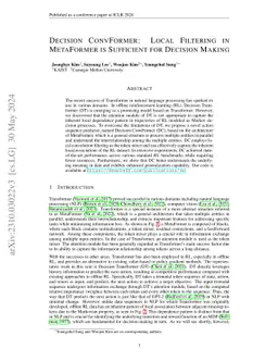 Decision ConvFormer: Local Filtering in MetaFormer is Sufficient for
  Decision Making