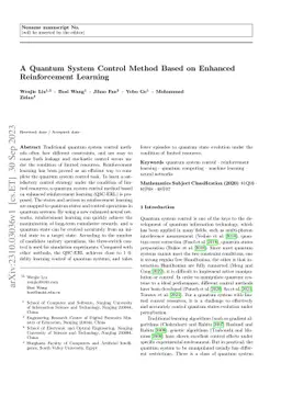 A quantum system control method based on enhanced reinforcement learning