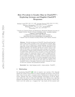 How Prevalent is Gender Bias in ChatGPT? -- Exploring German and English
  ChatGPT Responses