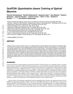 QuATON: Quantization Aware Training of Optical Neurons