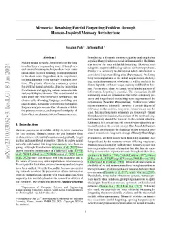 Memoria: Resolving Fateful Forgetting Problem through Human-Inspired
  Memory Architecture