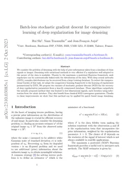 Batch-less stochastic gradient descent for compressive learning of deep
  regularization for image denoising