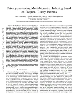 Privacy-preserving Multi-biometric Indexing based on Frequent Binary
  Patterns