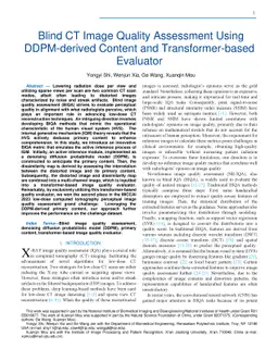 Blind CT Image Quality Assessment Using DDPM-derived Content and
  Transformer-based Evaluator