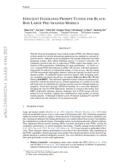 Efficient Federated Prompt Tuning for Black-box Large Pre-trained Models