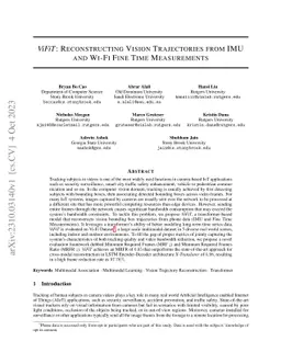 ViFiT: Reconstructing Vision Trajectories from IMU and Wi-Fi Fine Time
  Measurements