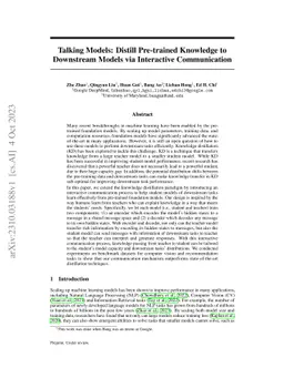 Talking Models: Distill Pre-trained Knowledge to Downstream Models via
  Interactive Communication