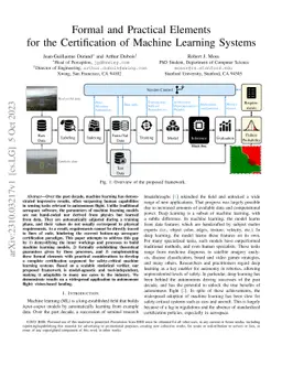 Formal and Practical Elements for the Certification of Machine Learning
  Systems
