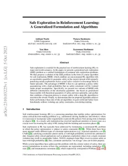 Safe Exploration in Reinforcement Learning: A Generalized Formulation
  and Algorithms