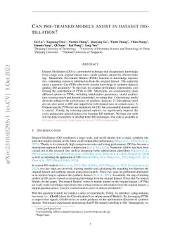 Can pre-trained models assist in dataset distillation?