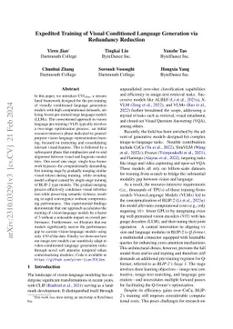 Expedited Training of Visual Conditioned Language Generation via
  Redundancy Reduction