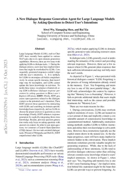 A New Dialogue Response Generation Agent for Large Language Models by
  Asking Questions to Detect User's Intentions