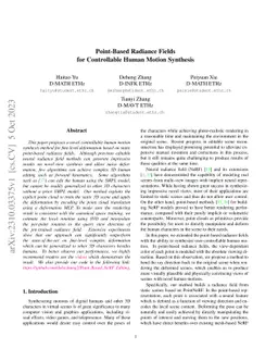 Point-Based Radiance Fields for Controllable Human Motion Synthesis