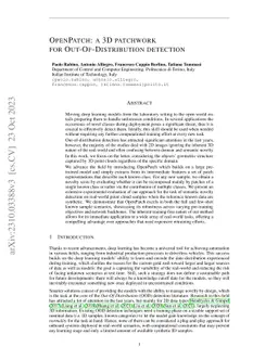 OpenPatch: a 3D patchwork for Out-Of-Distribution detection